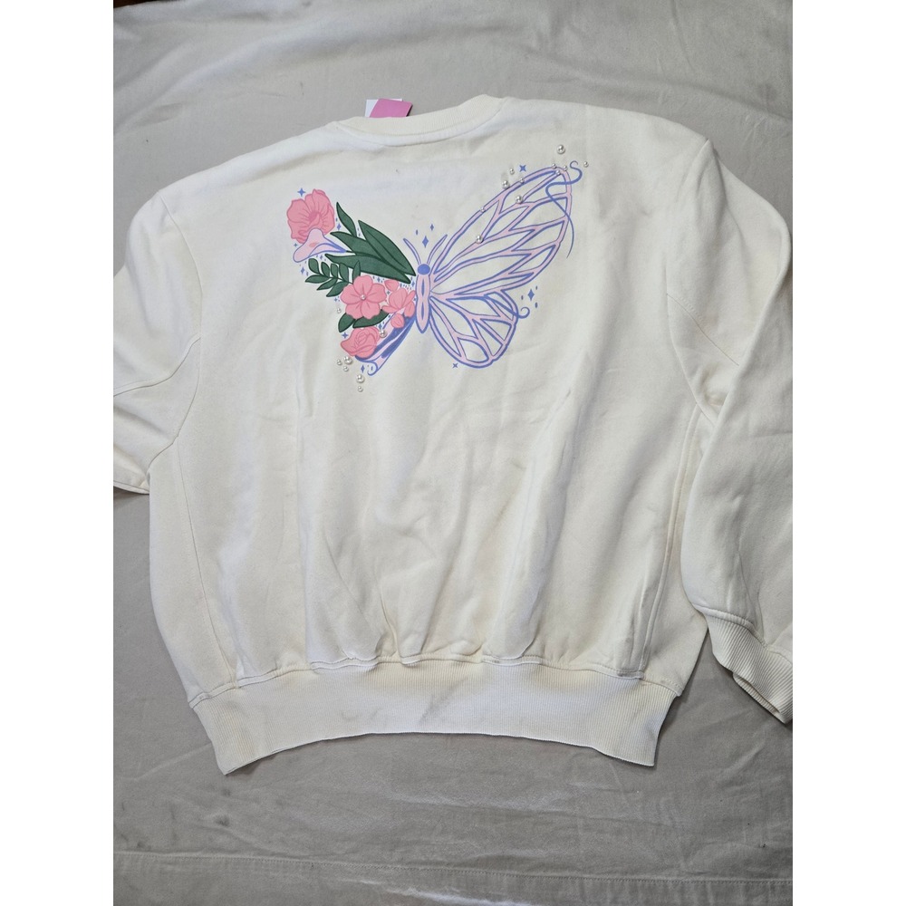 Wicked Movie Butterfly Pearl Graphic Sweatshirt Cream XXS 5UWT01OGLC NWT - Picture 5 of 10